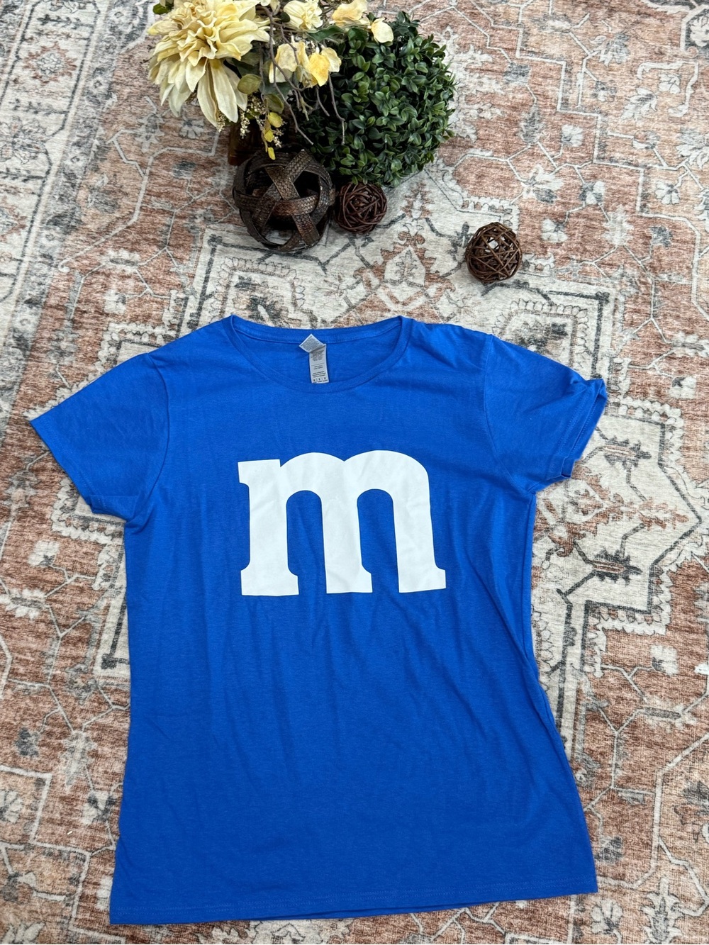 Blue M Graphic Women's T-Shirt - Casual Short Sleeve Top